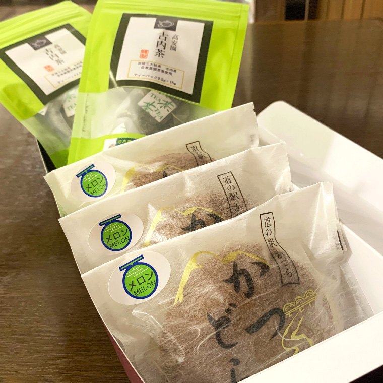 古内茶とかつどら３個セット【季節の果物】 (AF054)