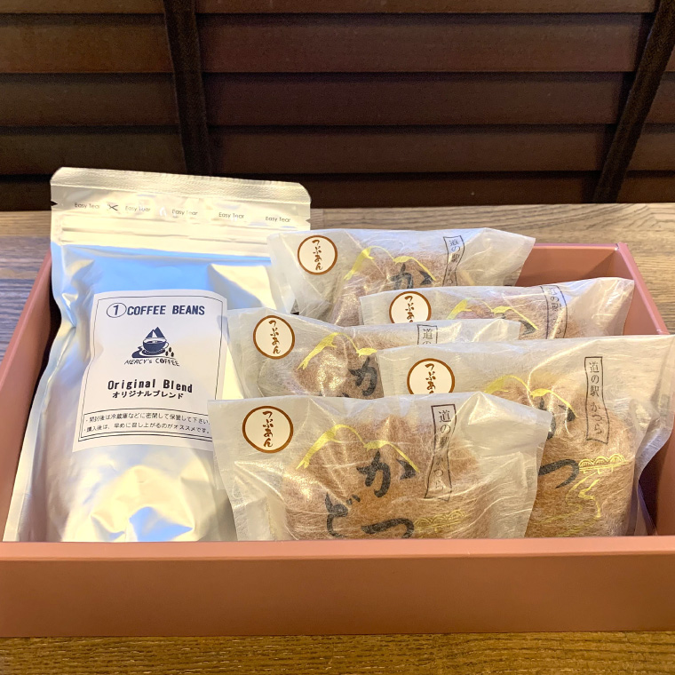 珈琲豆とかつどら5個【つぶあん】 (AF068)