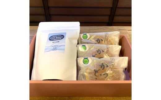 珈琲とかつどら3個セット【桂の清風(豆)/季節の果物】(AF094)