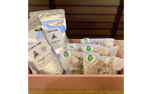 珈琲豆2種とかつどら5個【オリジナルブレンド/城里町ブレンド/季節の果物】(AF104)