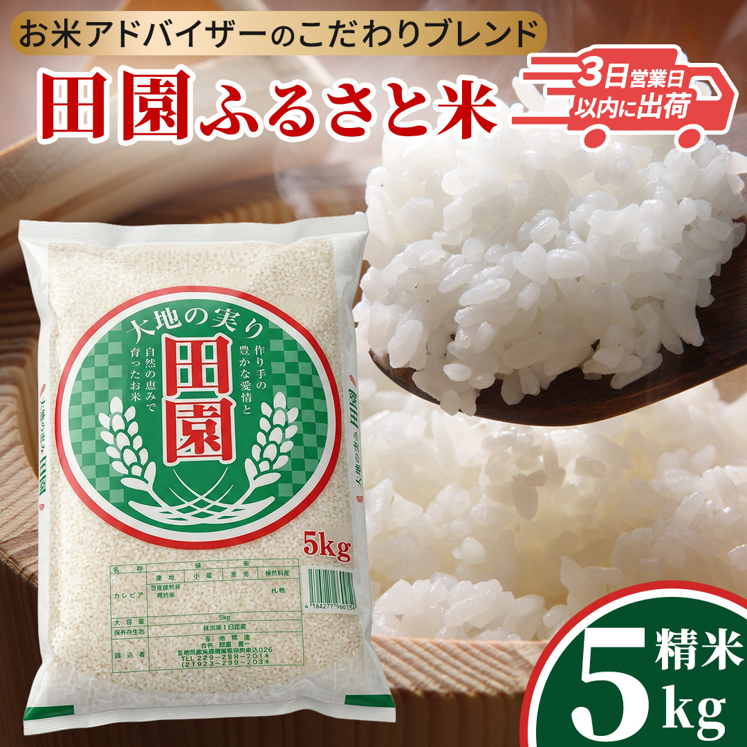 ＼最短3営業日以内出荷／ 田園ふるさと米 精米 5kg 令和7年産 精米 米 コメ こめ 限定 国産 美味しい お米 おこめ おコメ 茨城県産