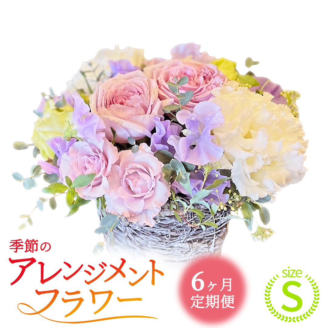 【6ヶ月定期便】季節のフラワーアレンジメント＜S＞(BY012)