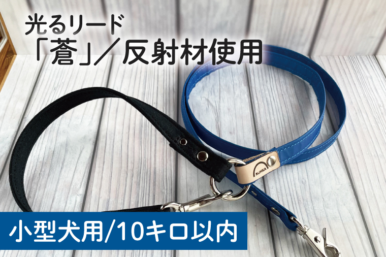 40-16 【小型犬用10キロまで】光るリード「蒼」【散歩 愛犬 夜散歩 手作り 阿見町 茨城県】