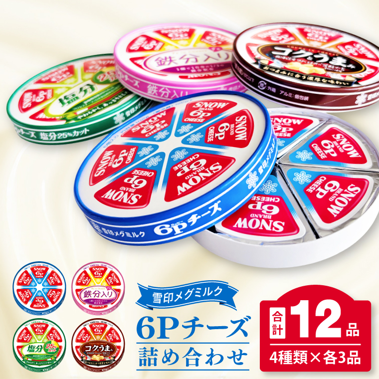 工場直送 雪印 メグミルク 6P チーズ 詰め合わせ セット 12品 人気 カルシウム 鉄分 塩分カット 食べ比べ  乳製品 加工品 冷蔵 送料無料(02-05)