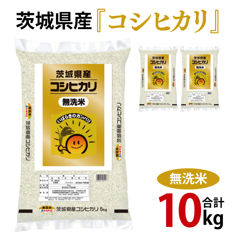 令和6年産 茨城県産 無洗米コシヒカリ10kg（5kg×2袋）【お米 米 こしひかり ごはん 茨城県】（03-52）