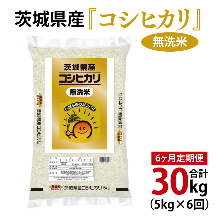 【6ヶ月定期便】令和6年産 茨城県産 無洗米コシヒカリ5kg【お米 米 こしひかり ごはん 茨城県】（03-60）