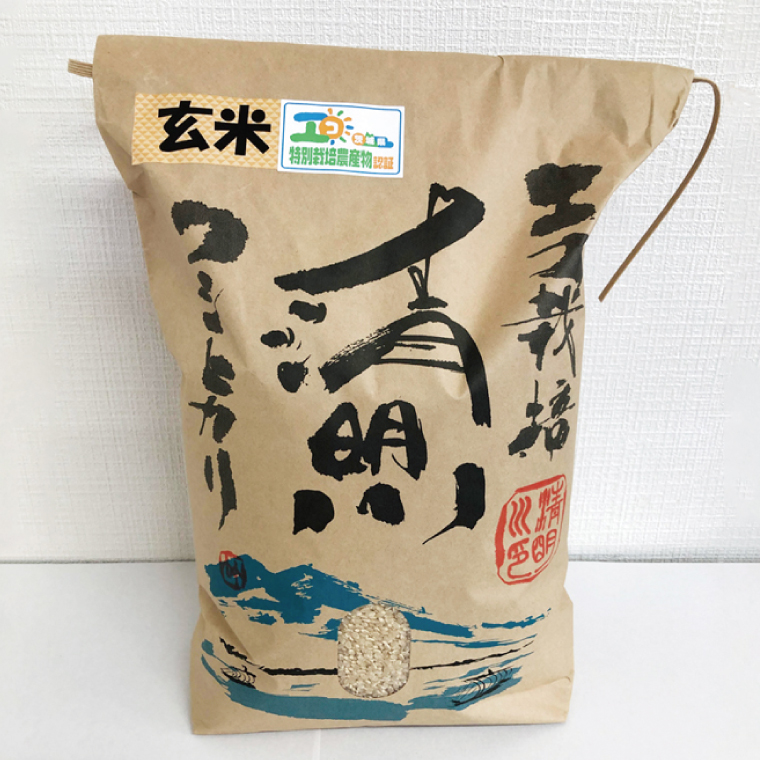 令和7年産 茨城県特別栽培認証 清明川コシヒカリ玄米 5kg×2袋【米 おこめ こしひかり  特別栽培米 農家直送 直送 茨城県 阿見町】（04-20-1）
