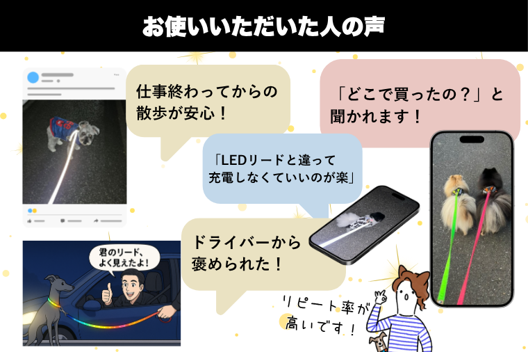 『虹グラデーション星柄』オリジナル反射材の光る犬用リード【小型犬10kg用】【散歩 愛犬 夜散歩 阿見町 茨城県】(40-04)