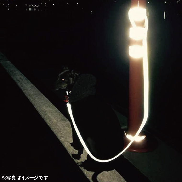『白×虹柄』反射材の光る犬用リード【小型犬5kg用】【散歩 愛犬 夜散歩 阿見町 茨城県】(40-05)