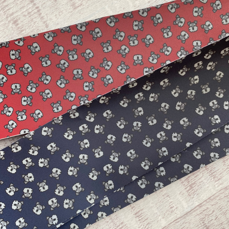 『シュナウザー柄 (紺)』オリジナル反射材の光る犬用リード【小型犬10kg用】【散歩 愛犬 夜散歩 手作り 阿見町 茨城県】(40-10)