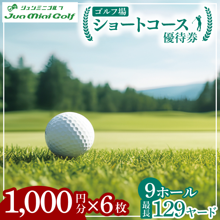 ショートコース1,000円優待券（6枚）【ゴルフ ミニゴルフ 短時間 初心者 上級者 練習 体験 チケット 券 阿見町 茨城県】（66-02）