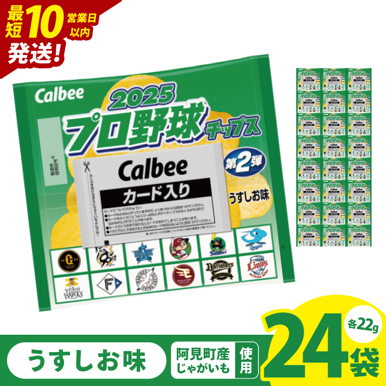 【10営業日以内に出荷】カルビー 2025プロ野球チップス 1袋（22g）×24袋｜Calbee お菓子 菓子 おやつ おかし ぽてち ポテチ スナック おつまみ ジャガイモ じゃがいも（93-112）