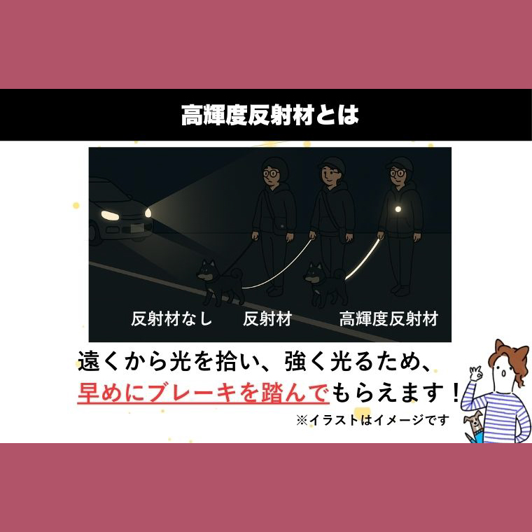 『レッド』犬用光るリード/特注高輝度反射材使用【小型犬用10キロまで】｜散歩 愛犬 夜散歩 阿見町 茨城県（40-33）