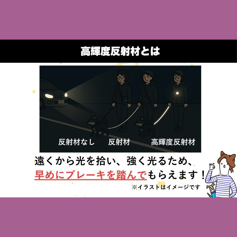 『ギラギラ・小悪魔ピンク』犬用光るリード/特注高輝度反射材使用【小型犬用10キロまで】｜散歩 愛犬 夜散歩 阿見町 茨城県（40-34）