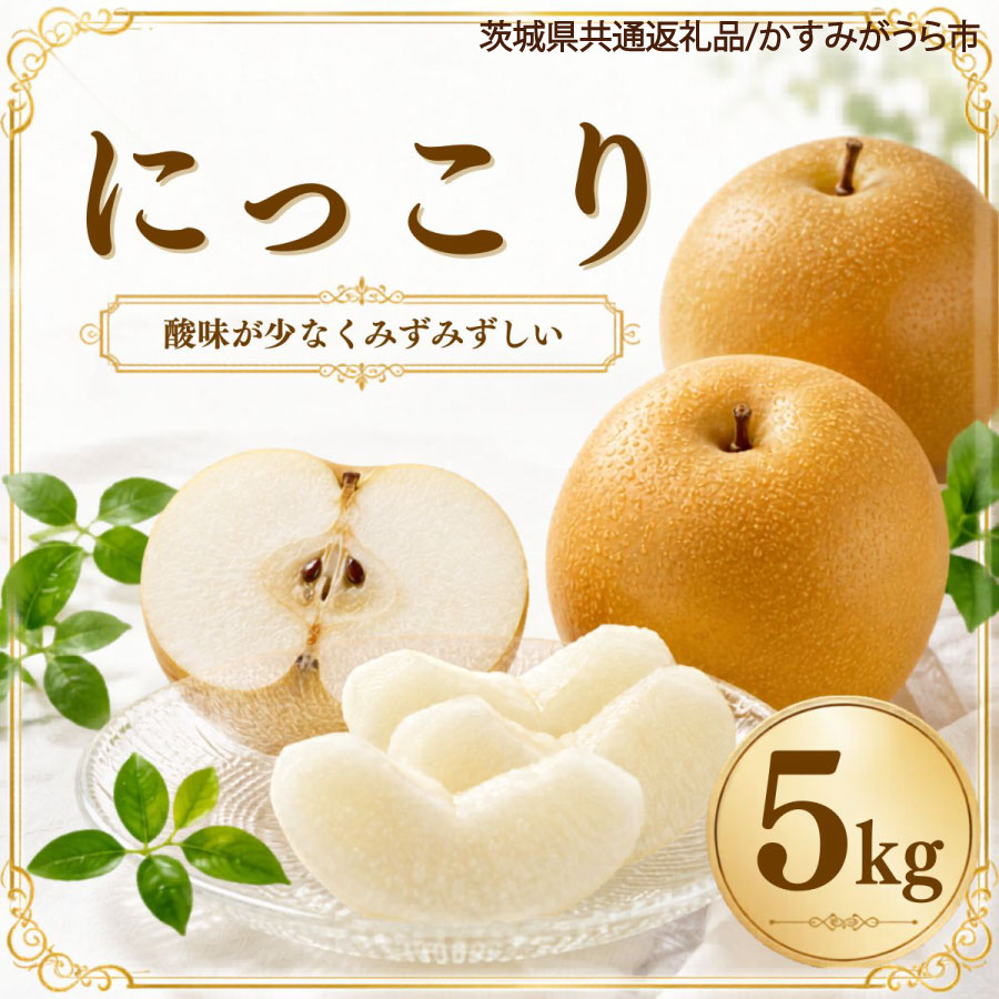 梨 果物 にっこり なし 5kg 1箱 フルーツ くだもの 秋 旬 果汁 甘み 茨城県産 期間限定 数量限定 【茨城県共通返礼品/かすみがうら市】（107-04）
