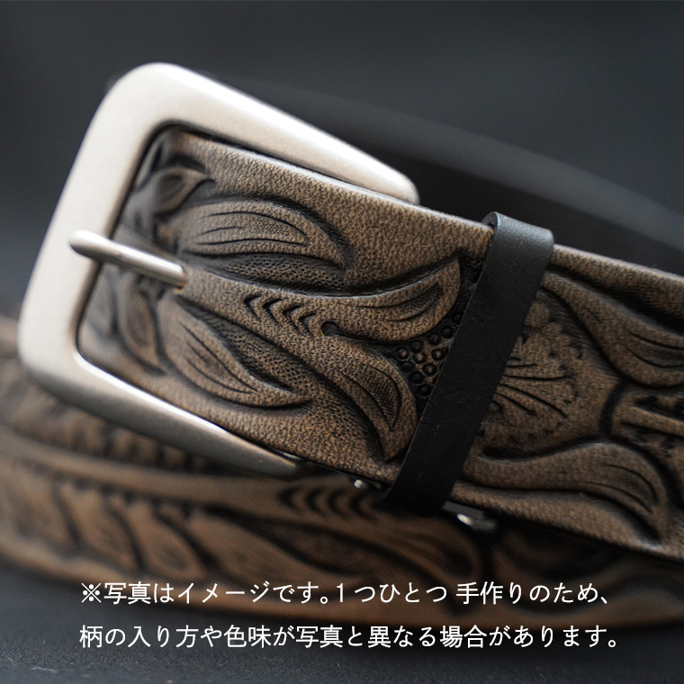 牛革 ベルト (アンティーク・黒染め) 【太さ40mm / 厚さ3.7mm / Mサイズ(110cm)】 牛革 牛 革 皮 ベルト 手作り ハンドメイド アンティーク [BE002ya-M]