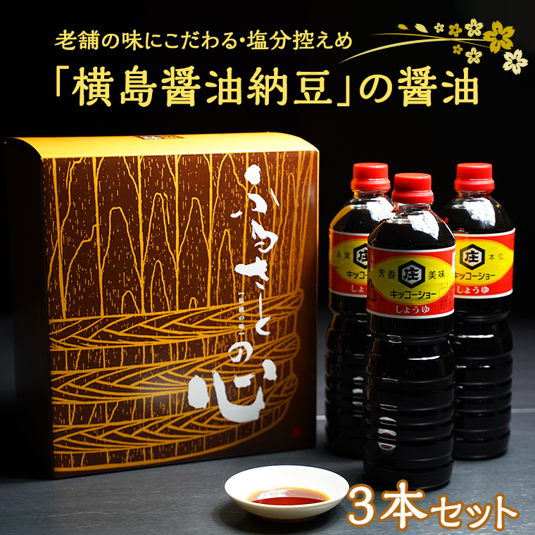 老舗の味にこだわる「横島醤油納豆」の醤油　３本セット　[AO006ya]