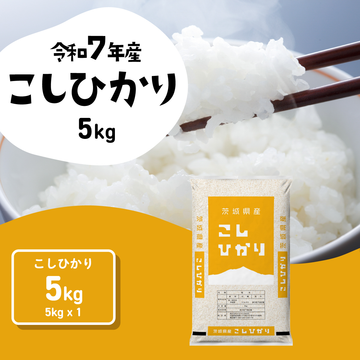 【1月発送】コシヒカリ 5kg (5kgx1袋) 令和7年産 茨城県産 こしひかり 白米 精米 茨城県 八千代町 お米 米 [SF561yai]