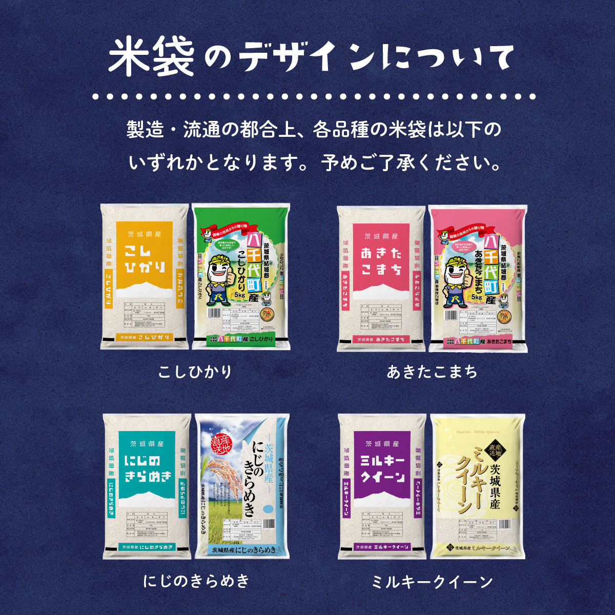 令和6年産米 茨城県産 プレミアム 4品種 食べ比べ セット 20kg（5kg×4袋） 茨城県 八千代町 米 コシヒカリ あきたこまち にじのきらめき ミルキークイーン 食べ比べ 人気 [SF026ya]