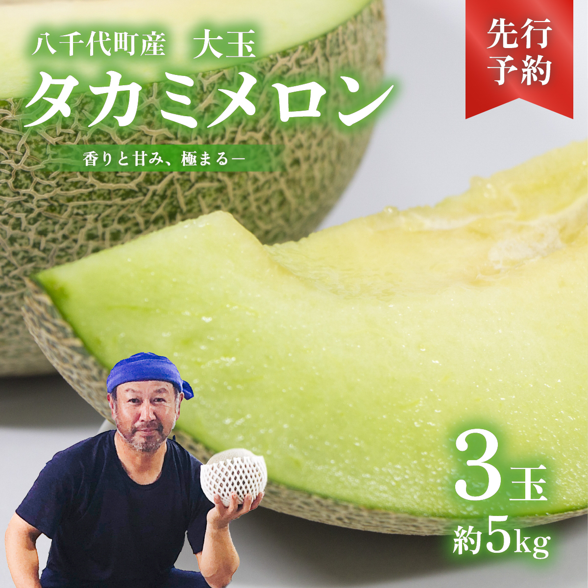 【 先行予約 2026年6月上旬以降発送】 令和8年産 八千代町産 タカミメロン 秀品 3玉 約5kg 期間限定 産地直送 果物 フルーツ メロン 甘い 人気 タカミ 貴味 [AX040ya]
