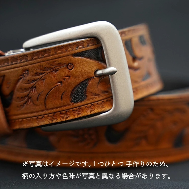 牛革 ベルト (アンティーク・茶染め) 【太さ40mm / 厚さ3.7mm / Lサイズ(130cm)】 牛革 牛 革 皮 ベルト 手作り ハンドメイド アンティーク [BE001ya-L]