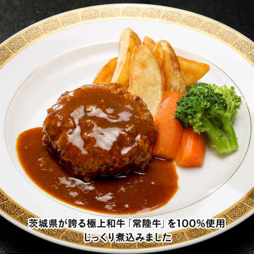 【お中元熨斗付き】【茨城県共通返礼品】常陸100％　煮込み手ごねハンバーグ（200g×3パック）とろける常陸牛ビーフシチュー（180g×3パック） 八千代町産 白菜 使用 ハンバーグ ビーフシチュー 常陸牛 お肉 牛肉 和牛 セット 惣菜 レトルト グルメ お取り寄せ 冷凍 [AU012yac]