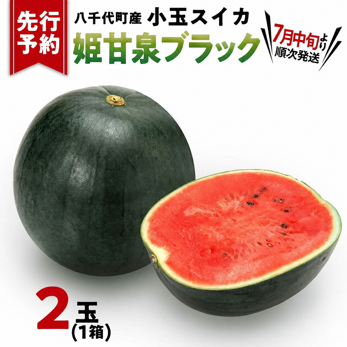 【先行予約 2026年7月中旬以降発送開始】 小玉スイカ 姫甘泉ブラック 1箱（３～5玉入り）八千代町産 黒皮 すいか スイカ 西瓜 小玉 果物 フルーツ お取り寄せ 産地直送 茨城県 [AV012ya]