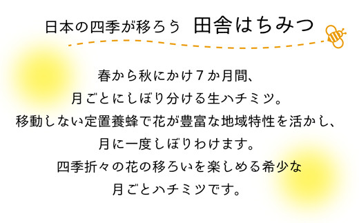 田舎はちみつ あかぼっけ 全7種(280g) 月ごとに楽しむはちみセット［専用ボトル入］|無添加 非加熱 生はちみつ ハチミツ 蜂蜜