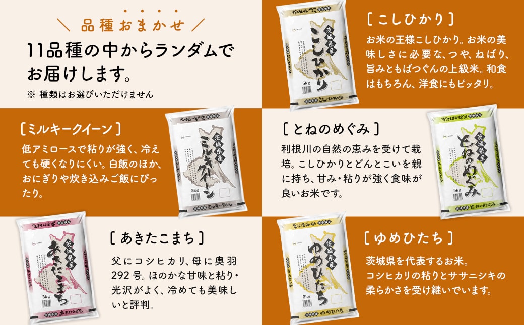 ＜2025年1月内発送＞ 令和6年産 お米2種食べ比べ 10kg(5kg×2袋)  茨城県産