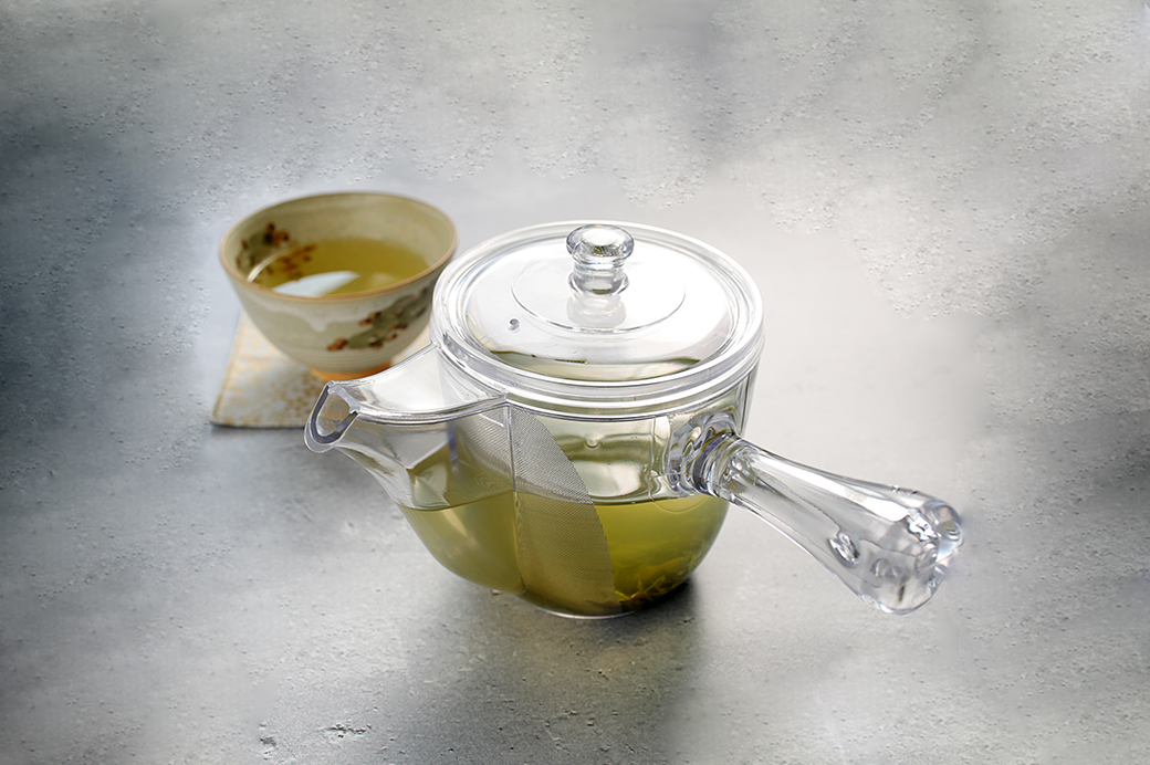 割れない透明急須大容量タイプ / 野口熊太郎茶園限定ロゴ入り【ブラウン】