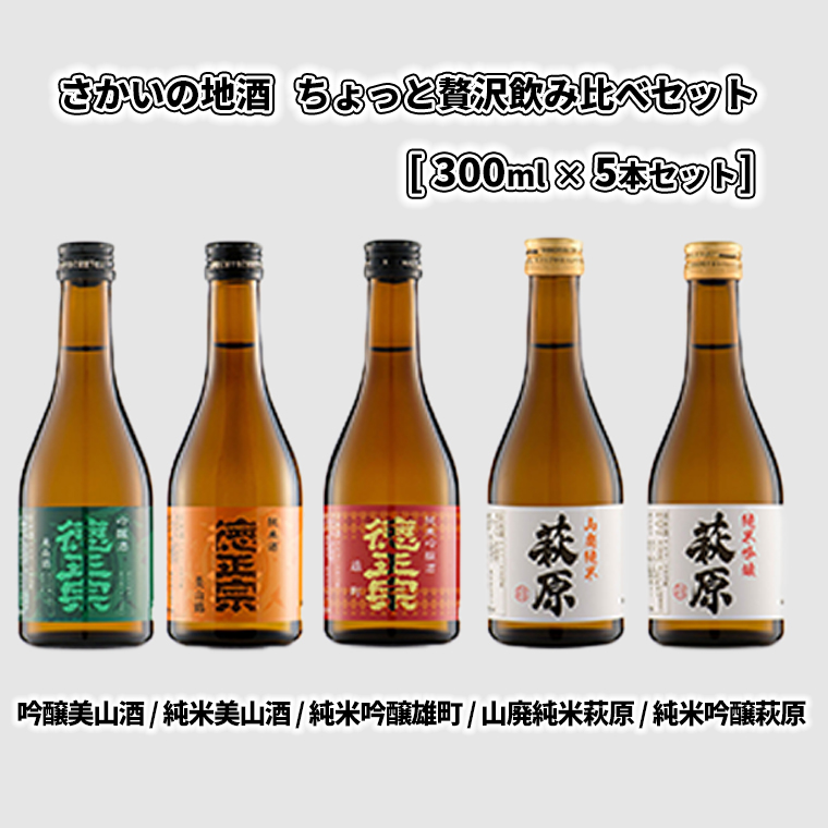 さかいの地酒・ちょっと贅沢飲み比べセット （３００ｍｌ×５本）