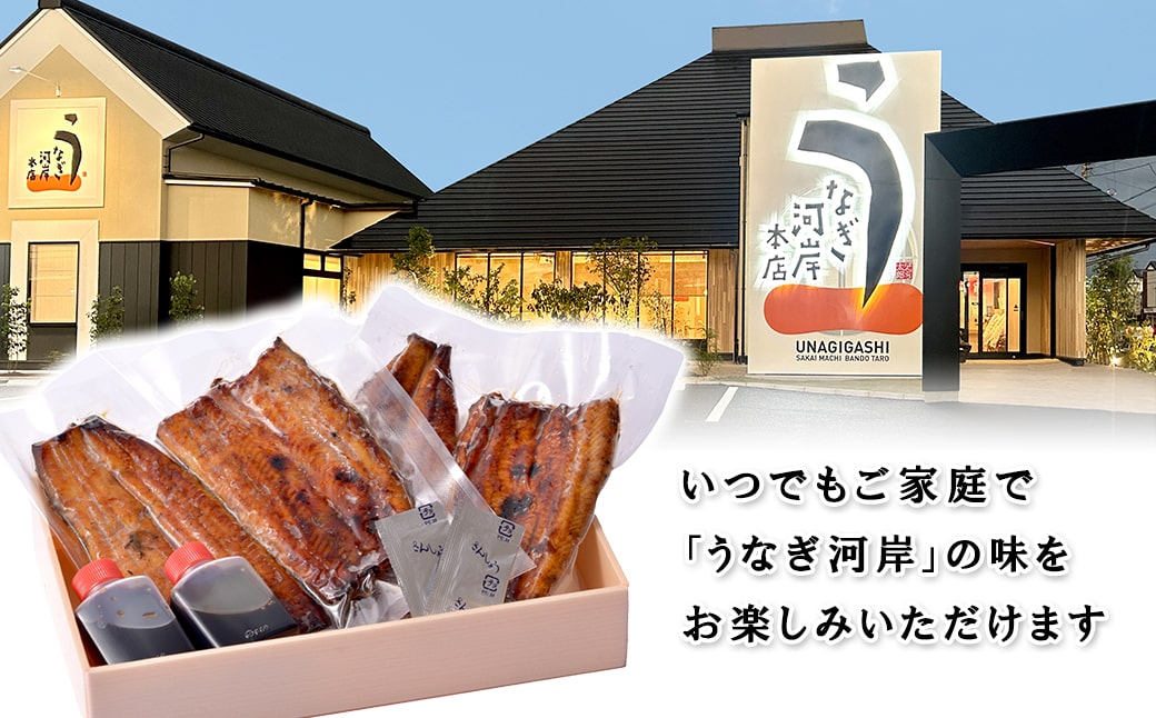 K2544 うなぎ河岸本店 【国産】 鰻蒲焼き 2尾 山椒/タレ付