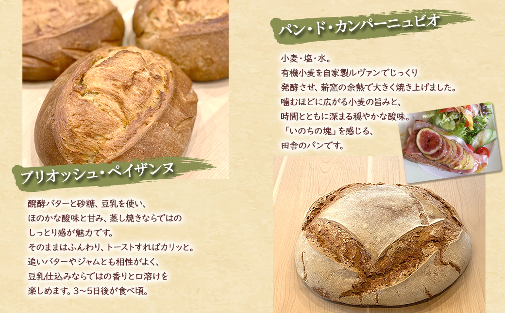 【薪窯焼き】香り高い大きなパン 3種セット (カンパーニュ・レザン・ブリオッシュ) ハード系パン レーズン パン セット K2686