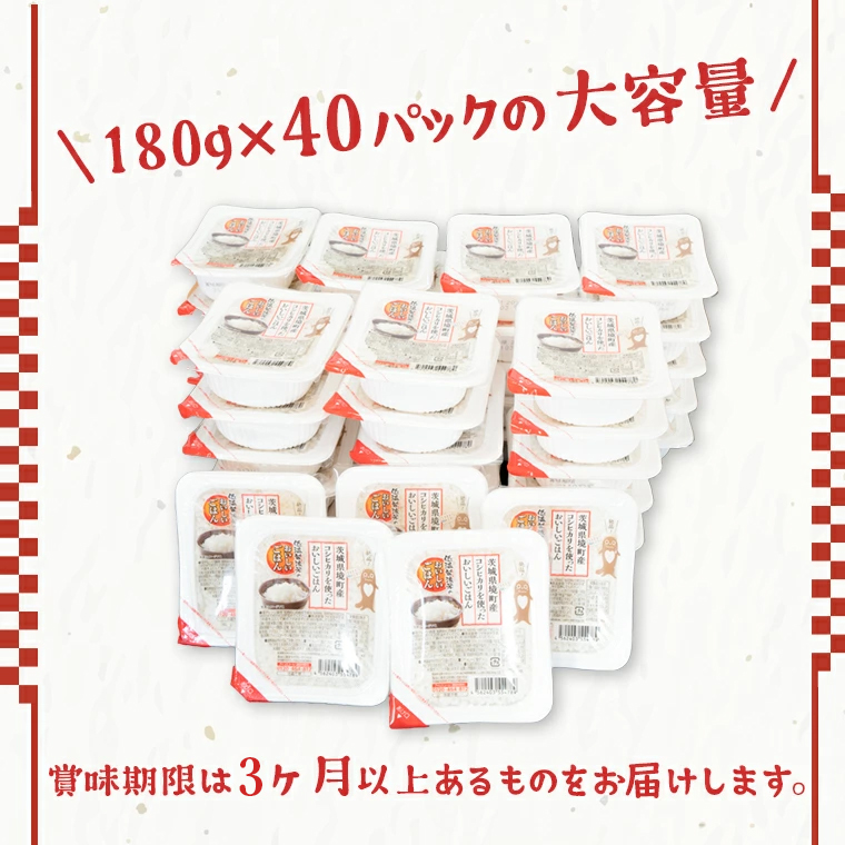 境町産こしひかり使用 低温製法米パックライス 180g×40個