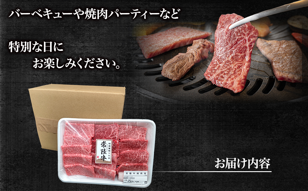 K2570 常陸牛 焼肉用 (境町限定) 500g イチボ トウガラシ ザブトン ミスジ トモ三角 サーロイン 等 【茨城県共通返礼品】