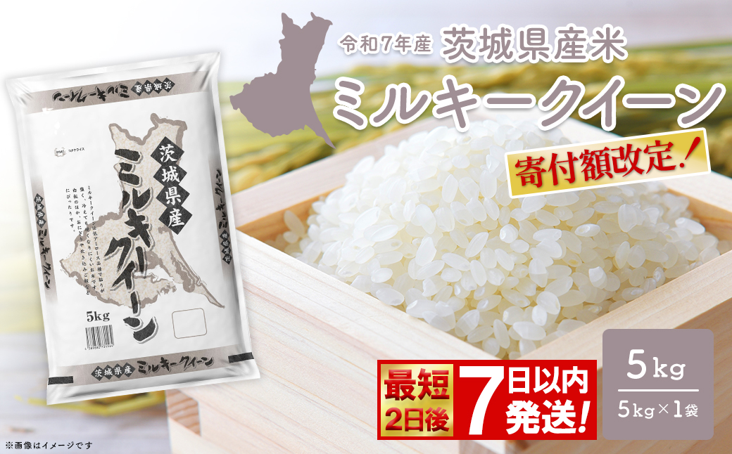 【寄付額改定】【最短発送】ミルキークイーン 5kg×1袋 茨城県産 少量 人気 米 【令和7年産/白米】 K2660
