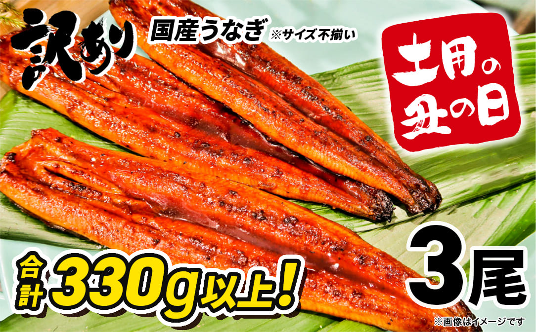 【土用の丑の日までにお届け】 国産 うなぎ 3尾 計330g以上 ※サイズ不揃い 訳あり 鰻 うなぎ蒲焼 蒲焼 蒲焼き 丑の日 ウナギ  K1804