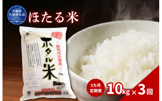 【3カ月定期便】ほたる米 10kg（茨城県共通返礼品・城里町産） / 米 こめ コメ お米 おこめ ほたる米 白米 精米 ごはん ご飯 令和7年産 10kg 定期便 茨城県 城里町 利根町