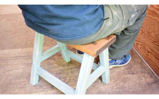 アンティーク風ペイント仕上げふみ台（グリーン） / 踏み台 ふみ台 ステップ台 木製 木工品 家具