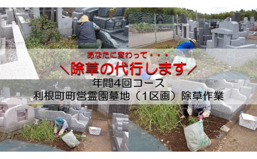 K-1d 年間4回　町営霊園墓地（1区画）墓石清掃及び区画除草作業