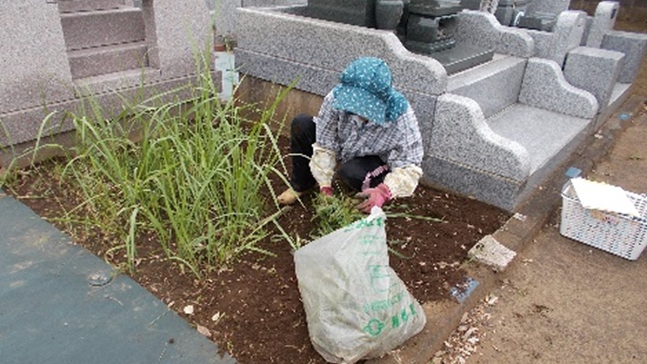 K-1a 年間4回コース　町営霊園墓地（1区画）除草作業