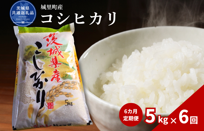 【6カ月定期便】コシヒカリ 5kg（茨城県共通返礼品・城里町産） / 米 こめ コメ お米 おこめ コシヒカリ こしひかり 白米 精米 ごはん ご飯 令和7年産 5kg 定期便 茨城県 城里町 利根町
