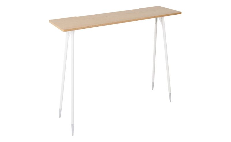 【＆FREL】F3ハイテーブル 天板 突板ナチュラルオーク 幅120cm 奥行35cm 高さ100cm 国産家具 組立簡単 インテリア デスク ホワイトオーク しっかり パソコン 作業 配線 スリム 耐久性 ※離島への配送不可