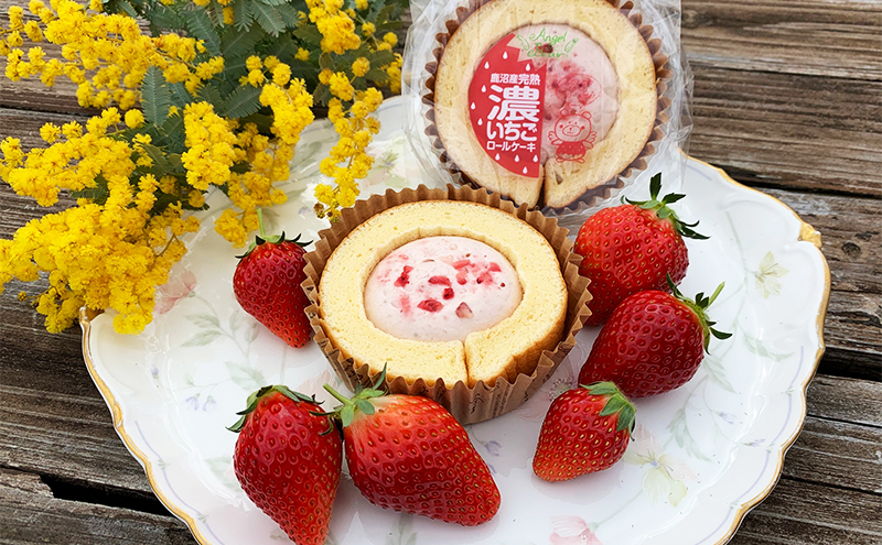 ロールケーキ 濃いちごロールケーキ 2個入り イチゴ スイーツ デザート とちおとめ 苺 いちご おやつ 菓子 お菓子 洋菓子 ケーキ 濃厚 贅沢 ふわふわ いちごクリーム 鹿沼市 栃木県