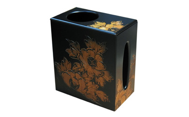 日光彫 ティッシュ＆くず入れ(牡丹)