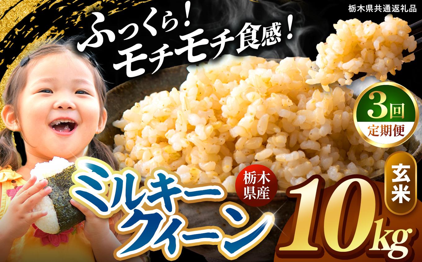 【定期便3回】栃木県産 ミルキークイーン 玄米 10kg 2026年 先行予約 | 栃木県 矢板市