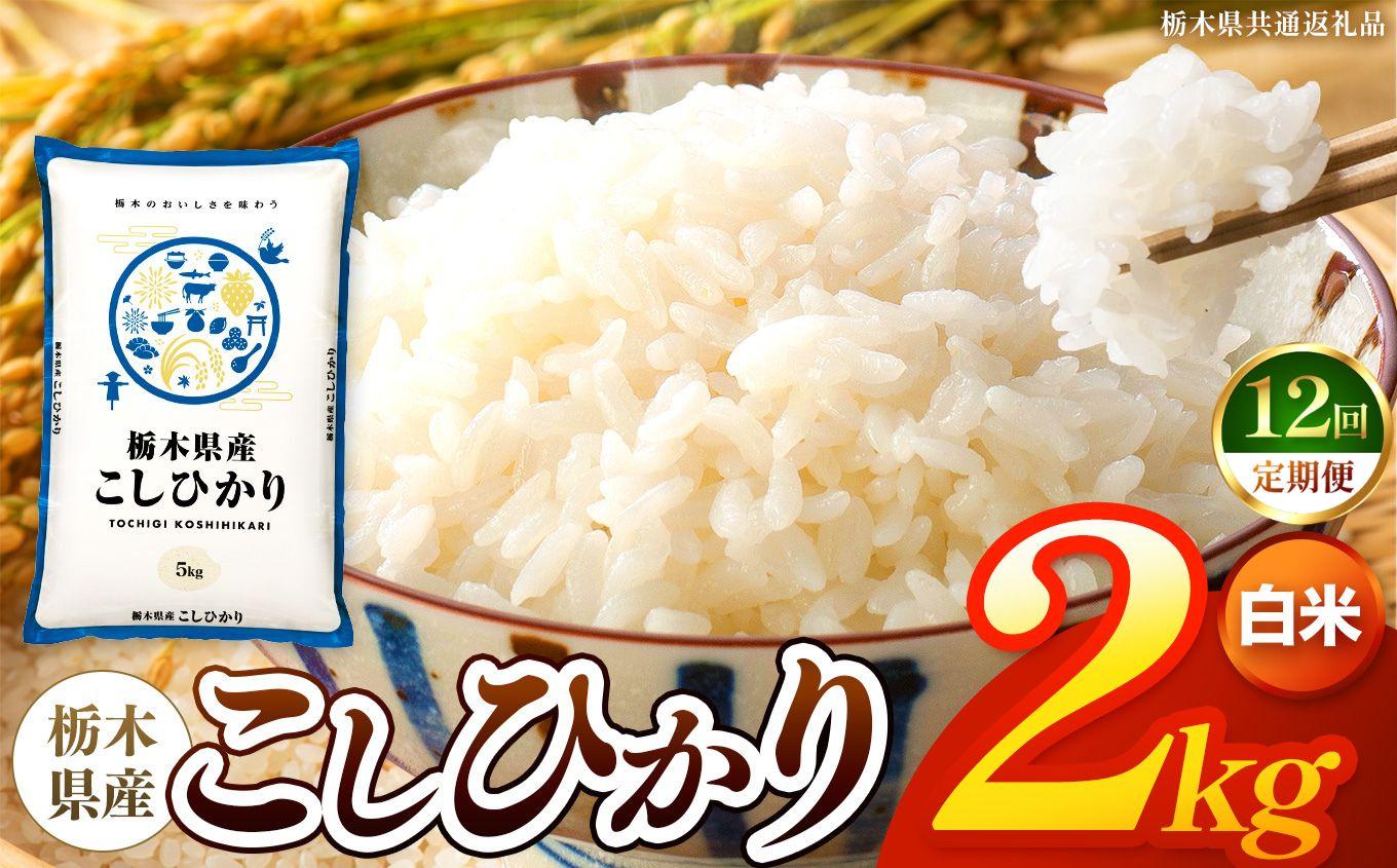 【令和8年産 新米】 【定期便12回】栃木県産 お米 こしひかり　（白米） 2kg 【2026年秋 先行予約】 |  栃木県 矢板市 【栃木県共通返礼品】