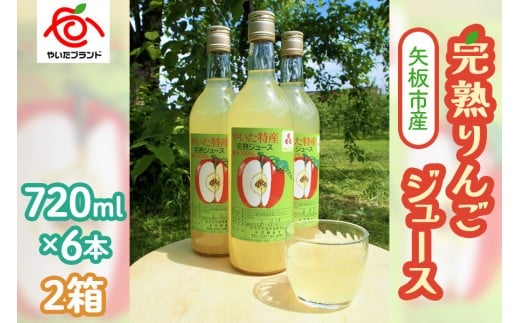 矢板市産 完熟りんごジュース《720ml×6本 2箱》｜林檎 リンゴ 果汁100% 産地直送