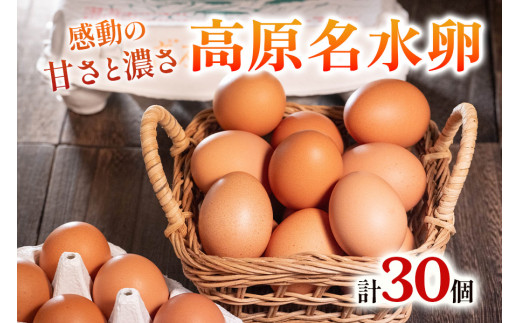 高原名水 卵 30個｜豊かな自然で育ったアスタキサンチン含有の高原名水卵【感動の甘さと濃さ】栃木県 矢板市