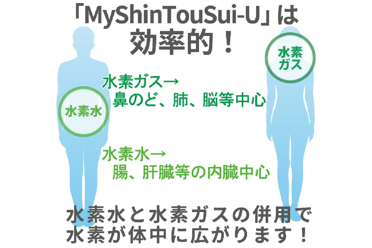 ポンプ内蔵給電式 水素生成器「MyShinTouSui-U」1台｜ボトル型水素生成器 日本製 水素生成器 水素吸入器 水素ガス 水素水 水素吸入 給電式 高濃度 水素水生成 軽量 コンパクト スポーツジム 水素生活 矢板市 [0617]